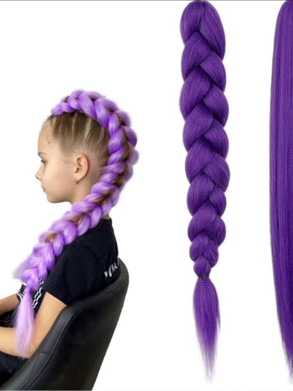 K-pop demon hunter Rumi purple easy braid hair Hair Extension - Vibrant Purple